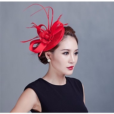 Edge Feathered Fascinator - Red