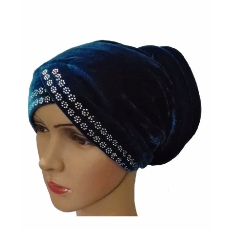 Studded Twin Tube Turban - Aquamarine Blue