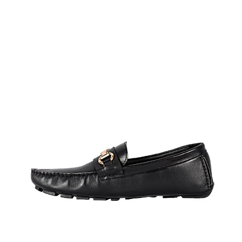 Men's Loafers With Gold Chain- Black -msh-3026