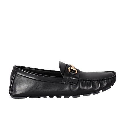 Men's Loafers With Gold Chain- Black -msh-3026