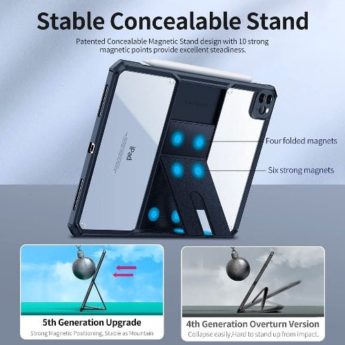 Xundd Shockproof Clear Case With Leather Magnetic Stand Case For Ipad Pro 12.9 Inch 2021/2