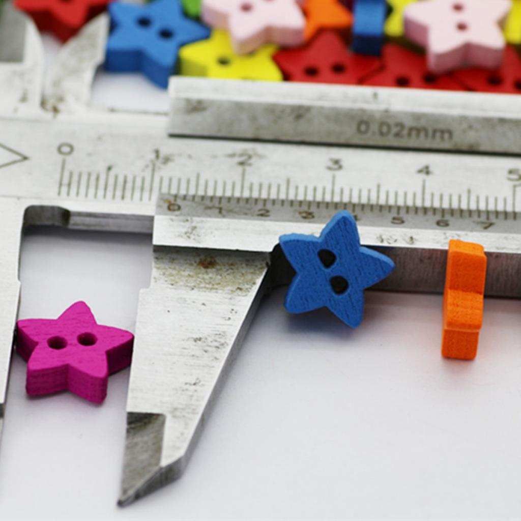 100pcs Colorful Star Wooden Buttons For Card Making Crafting