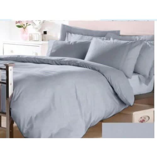 Plain Bedding Set - Duvet, Bedsheet And 4 Pillowcases -100% American Cotton