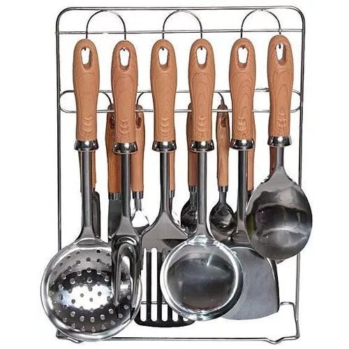 Kitchen Spoons - 6 Pieces And Knife - 6 Pieces  - Silver