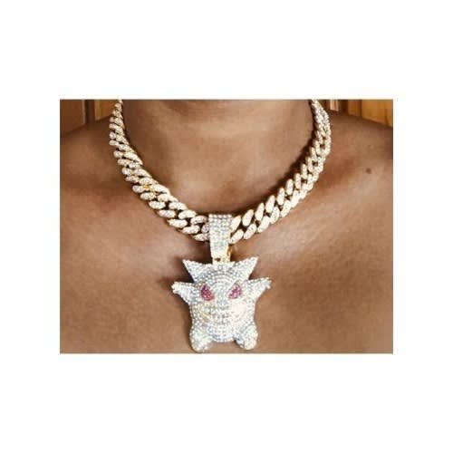 Iced Out Cuban Link Choker With Clown Pendant -