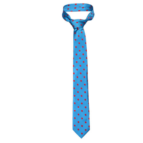 Polka Dots Tie & Pocket Square - Blue & Red