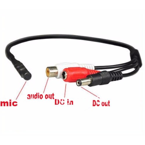 Mini Mic Voice Audio Microphone RCA Output Cable For CCTV Security Camera DVRs - 5 Piece Set