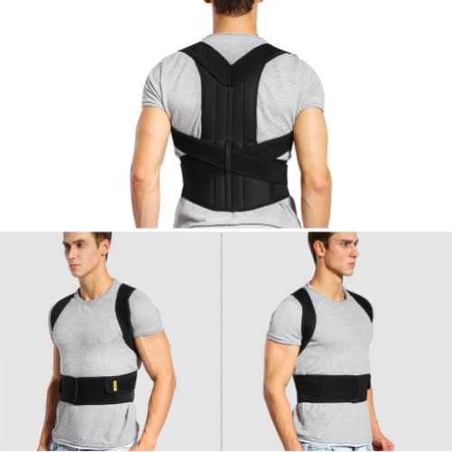 Adjustable Posture Corrector Back Brace Support Belt - Black