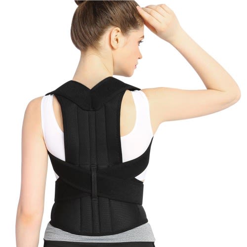 Adjustable Posture Corrector Back Brace Support Belt - Black