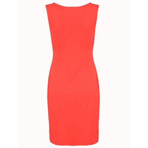 Ladies' Stretchy Sleeveless Wrap Dress - Orange - Lg-5084