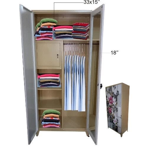 Two Doors Full Metal Ward Rope With Safety Locker & Mirror - H78