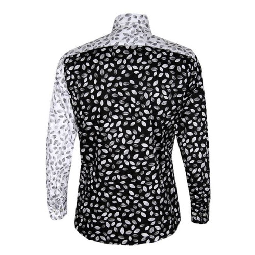Leaf Print Shirt Black & White- Msht-4538