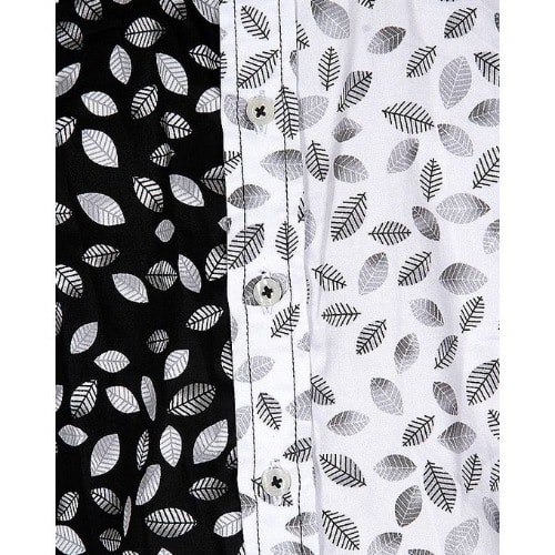 Leaf Print Shirt Black & White- Msht-4538