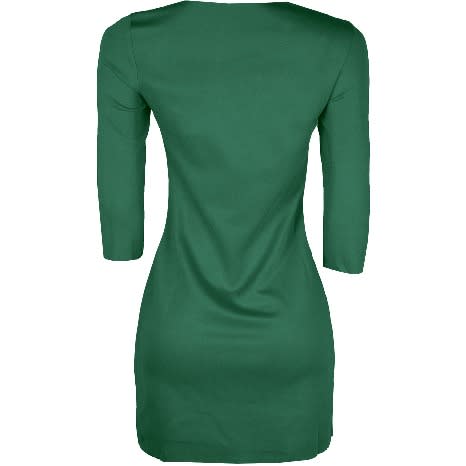 Front Zip Mid-length Dress(GREEN)