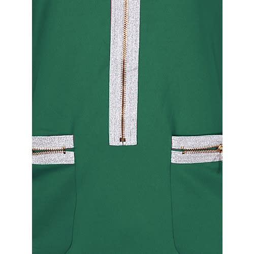 Front Zip Mid-length Dress(GREEN)