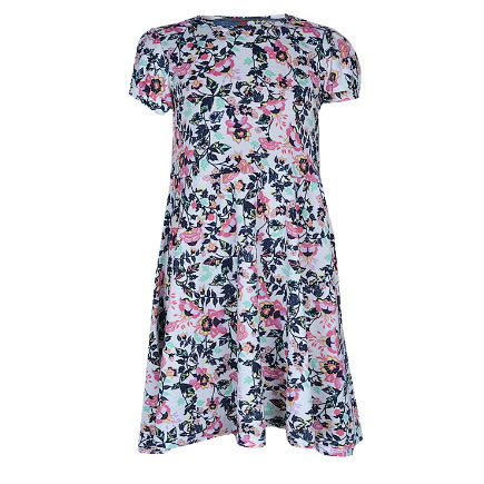 Floral Print Round Neck Dress - Multicolour