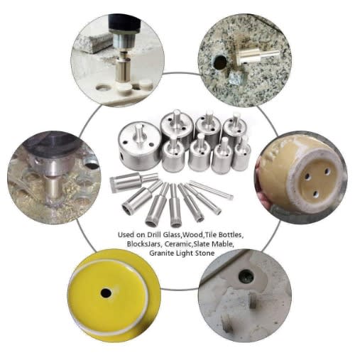 6-50mm Diamond Drill Bit Hole Set Tool For Glass & Ceramic Tiles -10 Pieces