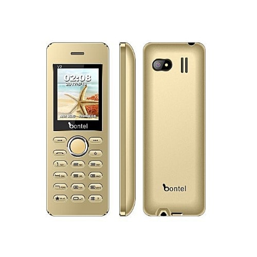 V2-slim Metal Frame 1000 Mah Mobile Phone - Gold