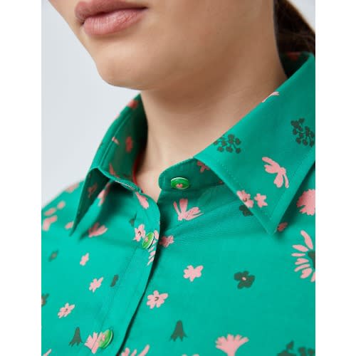Women's Green & Pink Floral Print Semi Fitted Shirt