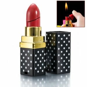 Lipstick Shape Flame Lighters - Refillable Butane Gas -Black