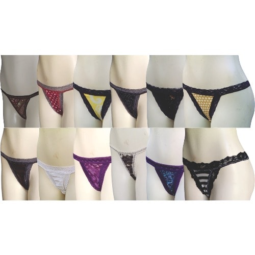Cotton Lycra G-string Underwear - 12 Pieces