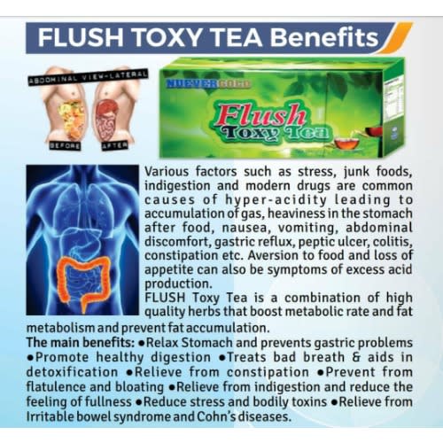 NUEVER GOLD - Flush Toxy Tea - 2kg x 20 Teabags