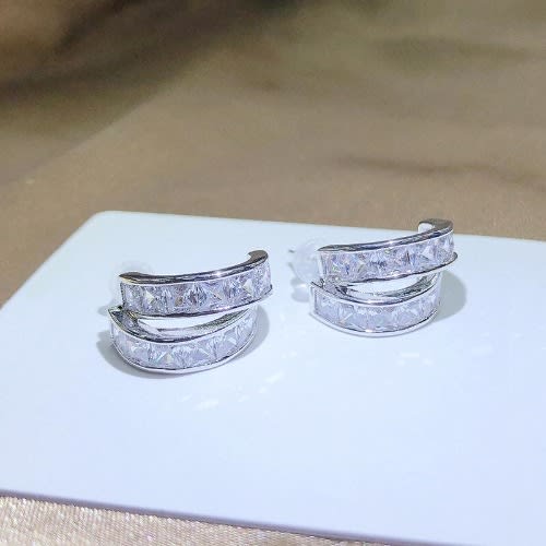 Fashion Clip Earrings- Silver