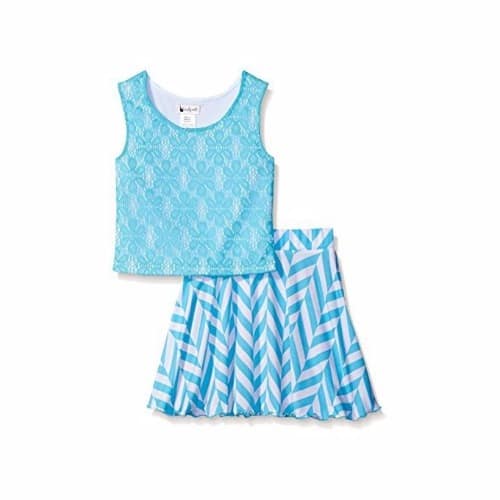 Knit Chevron To Floral Print Flip And Twirl Skirt Set