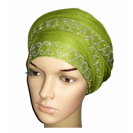 Regal Front Studded Turban - Lime Green