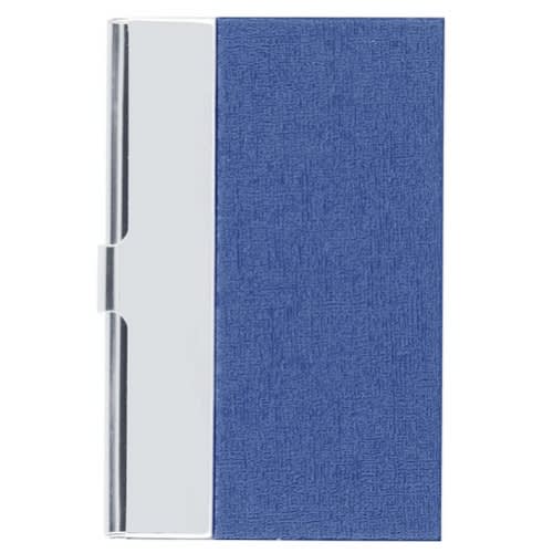 Aluminum Pu Leather Card Holder - Blue & Silver