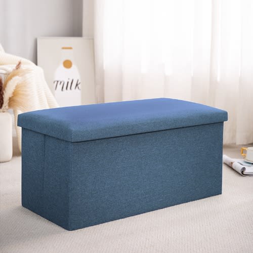 Ottoman Rectangle Storage Stool Organizer - Blue