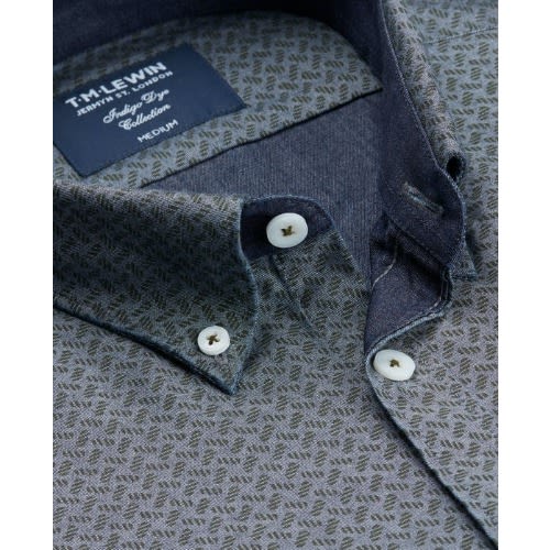 Slim Fit Green Indigo Single Cuff Shirt