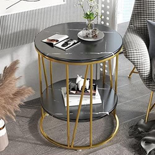 Marble Effect Nordic Round Side Coffee Table - 2 Tier