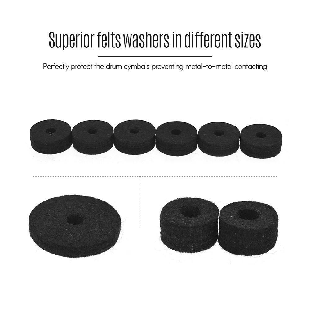 Pack Of 18 PCS Drum Kit Accessories Set Cymbal Stand Felts Hi-Hat Clutch Felts Hi Hat Cup Felts Cymbal Wing Nuts Cymbal Sleeves And Metal Gaskets Replacement Black