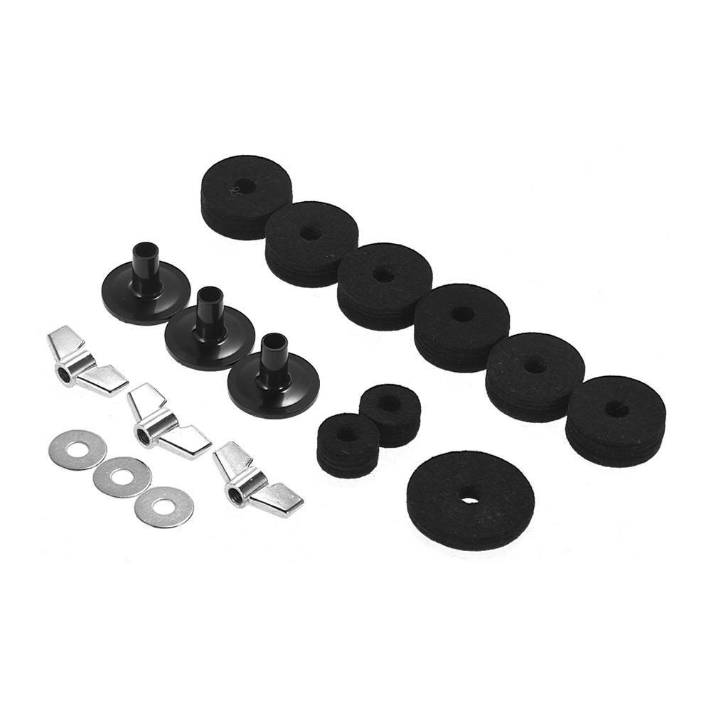 Pack Of 18 PCS Drum Kit Accessories Set Cymbal Stand Felts Hi-Hat Clutch Felts Hi Hat Cup Felts Cymbal Wing Nuts Cymbal Sleeves And Metal Gaskets Replacement Black