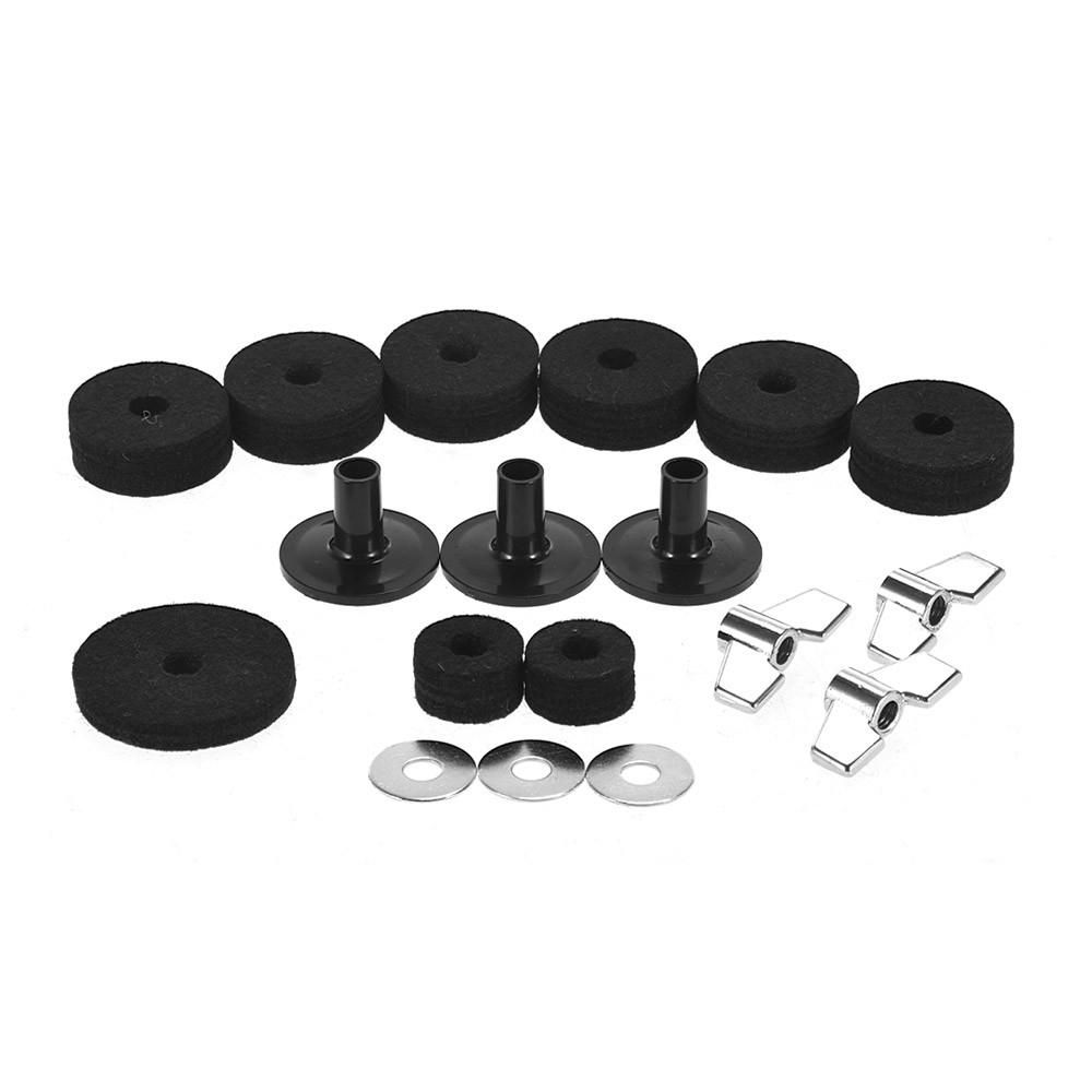 Pack Of 18 PCS Drum Kit Accessories Set Cymbal Stand Felts Hi-Hat Clutch Felts Hi Hat Cup Felts Cymbal Wing Nuts Cymbal Sleeves And Metal Gaskets Replacement Black