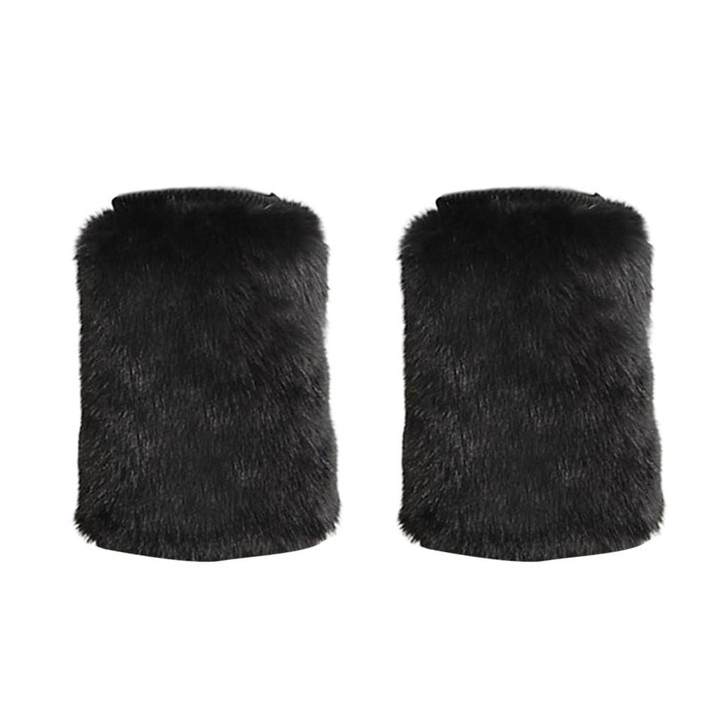 Trendy Faux  Leg Warmer Winter Plush High Heel Boots Shoes Black