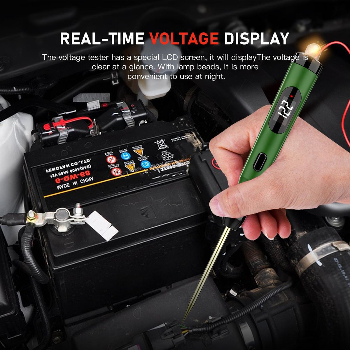 TopDiag P50 Automotive Circuit Tester LCD Display Voltage Measurement Bulb Load Measurement Power Polarity Display Three Detection Modes Switching Car Circuit Tester Automotive Electrical Tester