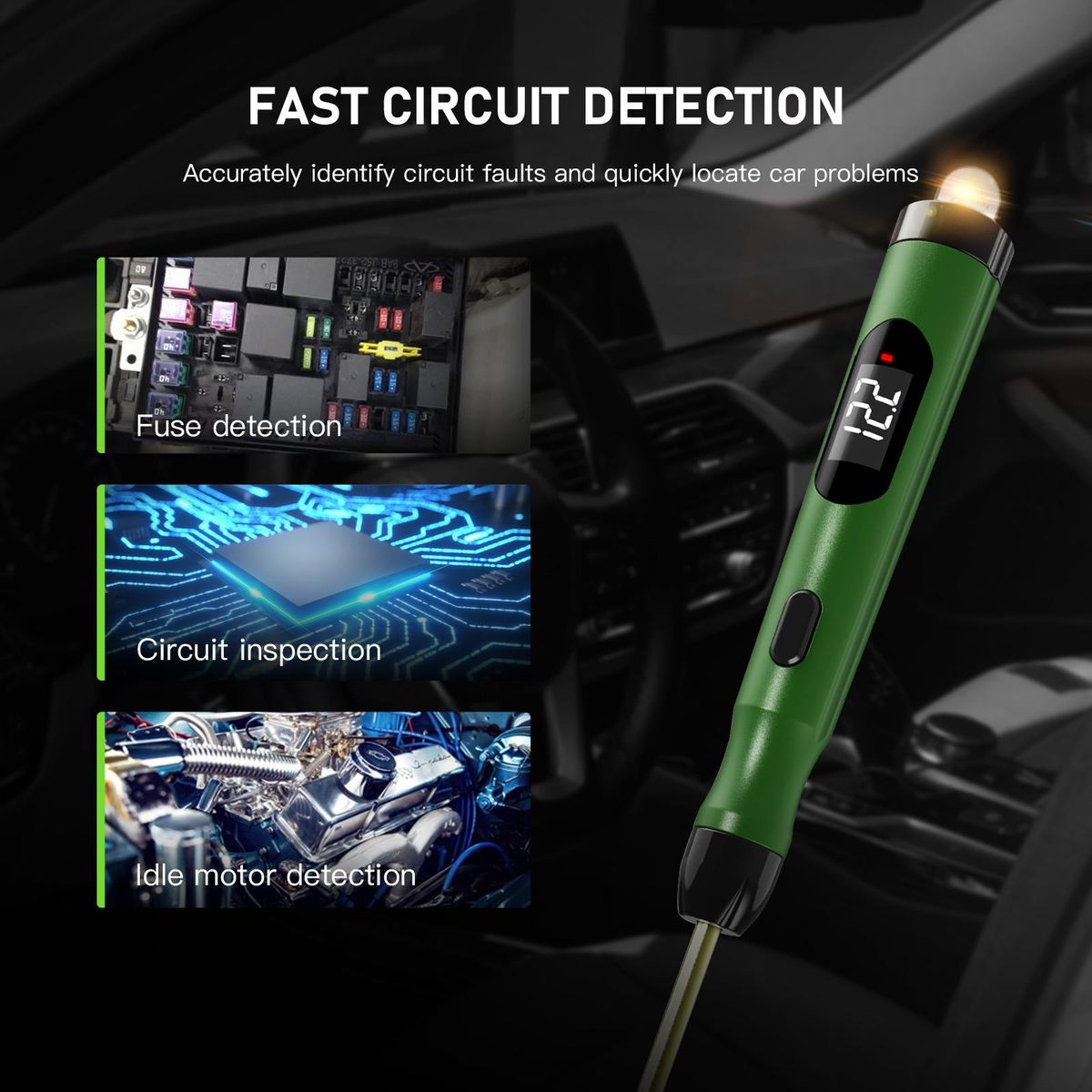 TopDiag P50 Automotive Circuit Tester LCD Display Voltage Measurement Bulb Load Measurement Power Polarity Display Three Detection Modes Switching Car Circuit Tester Automotive Electrical Tester