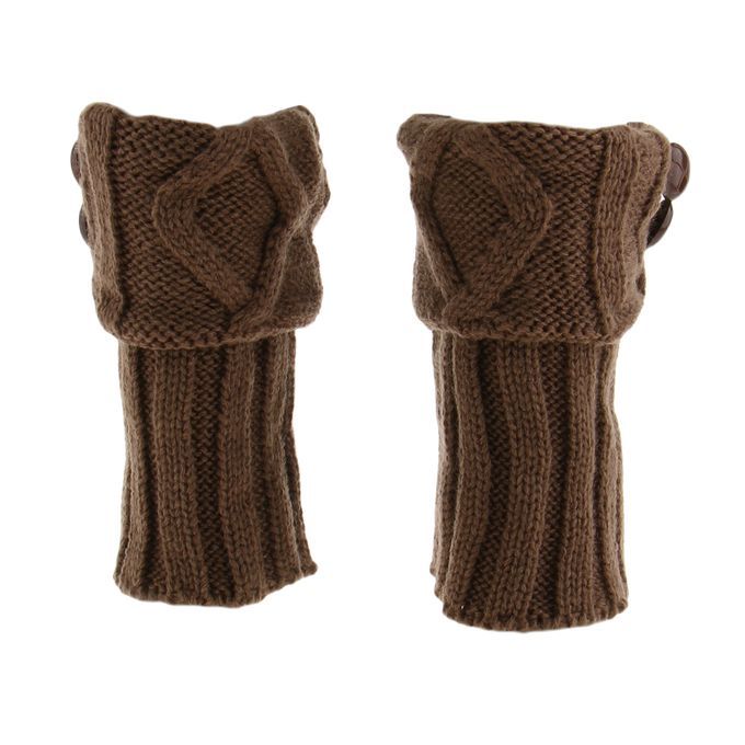 Women's Knitted Crochet Trim Boot Cuffs Toppers Leg Warmers Coffee