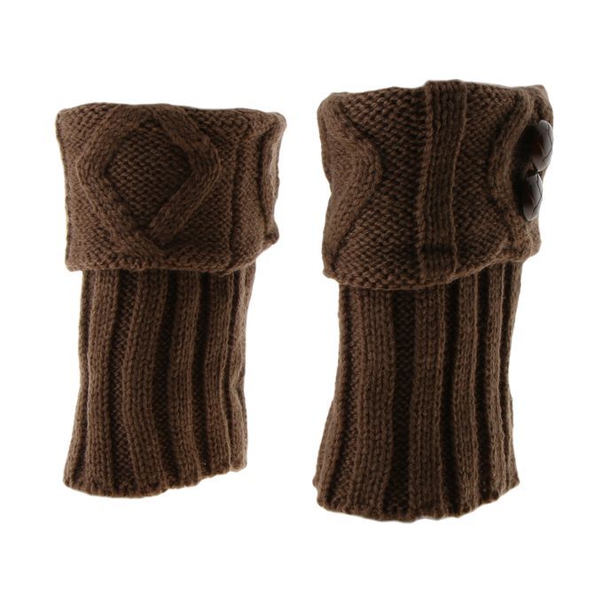 Women's Knitted Crochet Trim Boot Cuffs Toppers Leg Warmers Coffee
