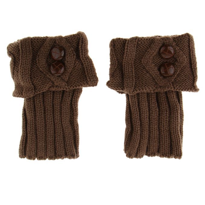 Women's Knitted Crochet Trim Boot Cuffs Toppers Leg Warmers Coffee