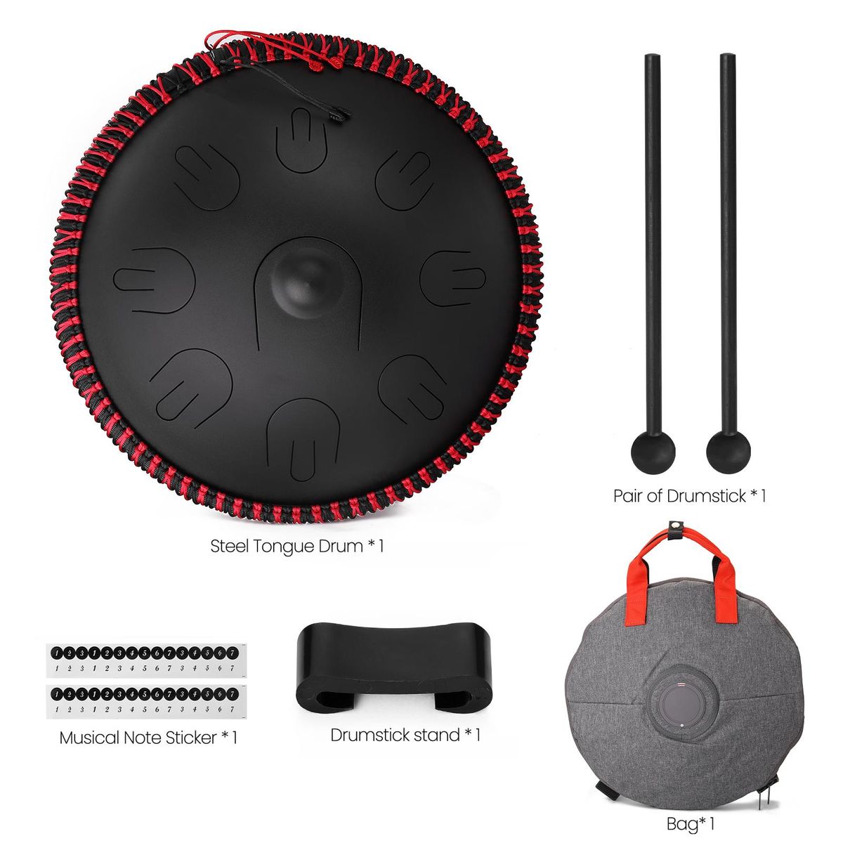 15 inch 9-Tone Steel Tongue Drum Hand Pan Drums with Drumsticks Percussion Musical Instruments