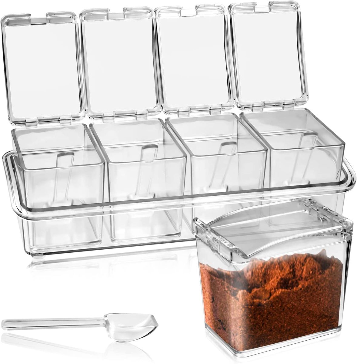 Acrylic Spice Set-4 Pcs 4 Spoons On Boxes