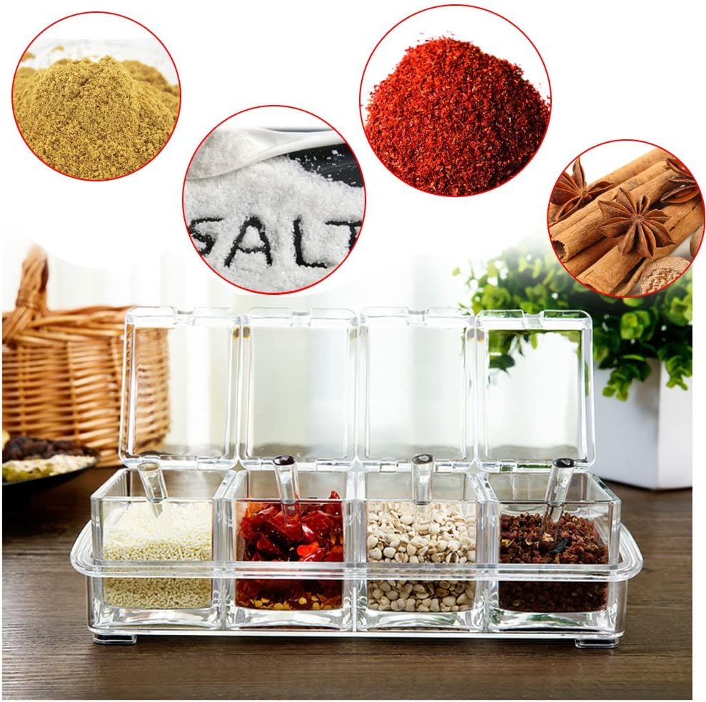 Acrylic Spice Set-4 Pcs 4 Spoons On Boxes
