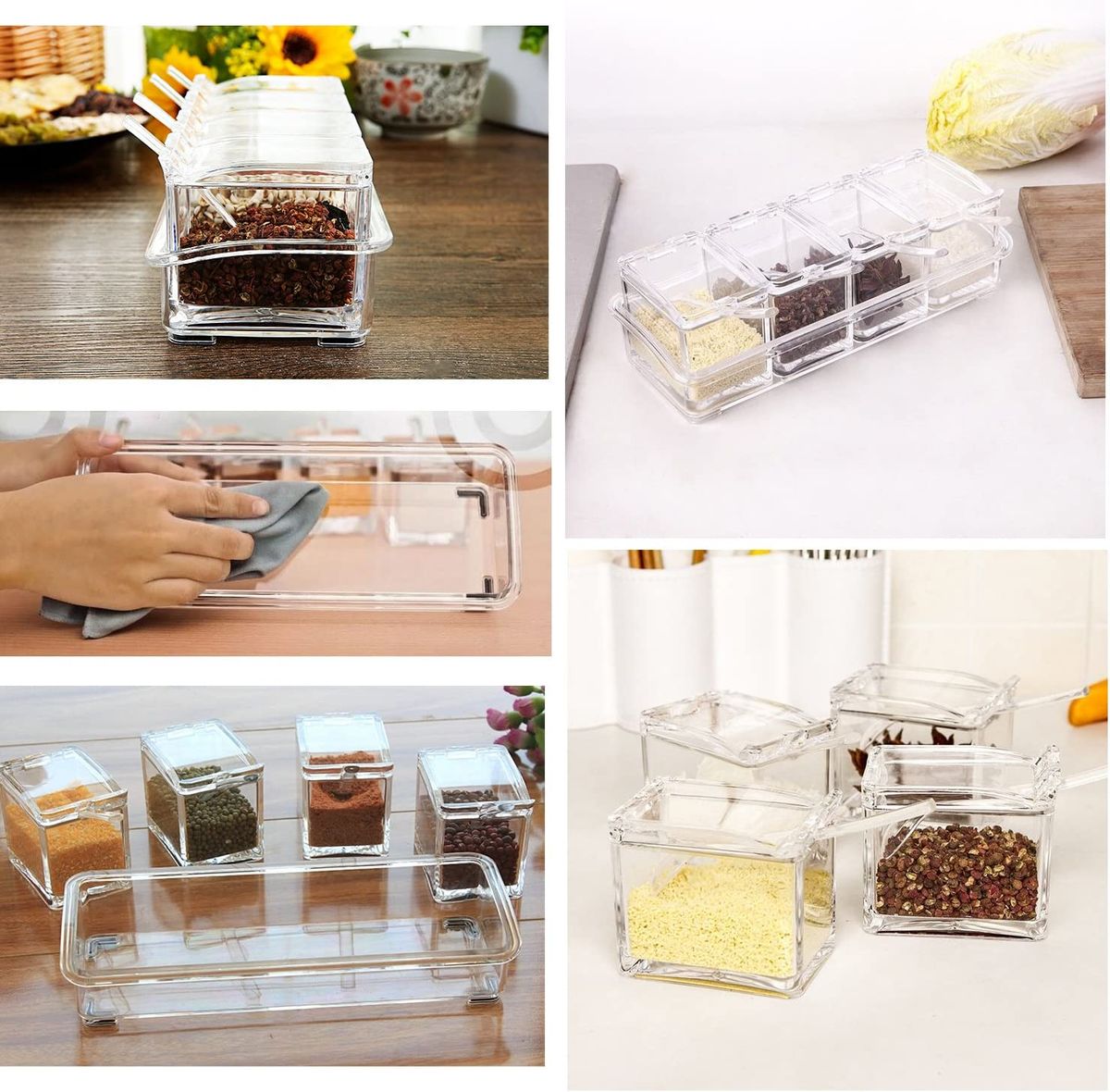 Acrylic Spice Set-4 Pcs 4 Spoons On Boxes