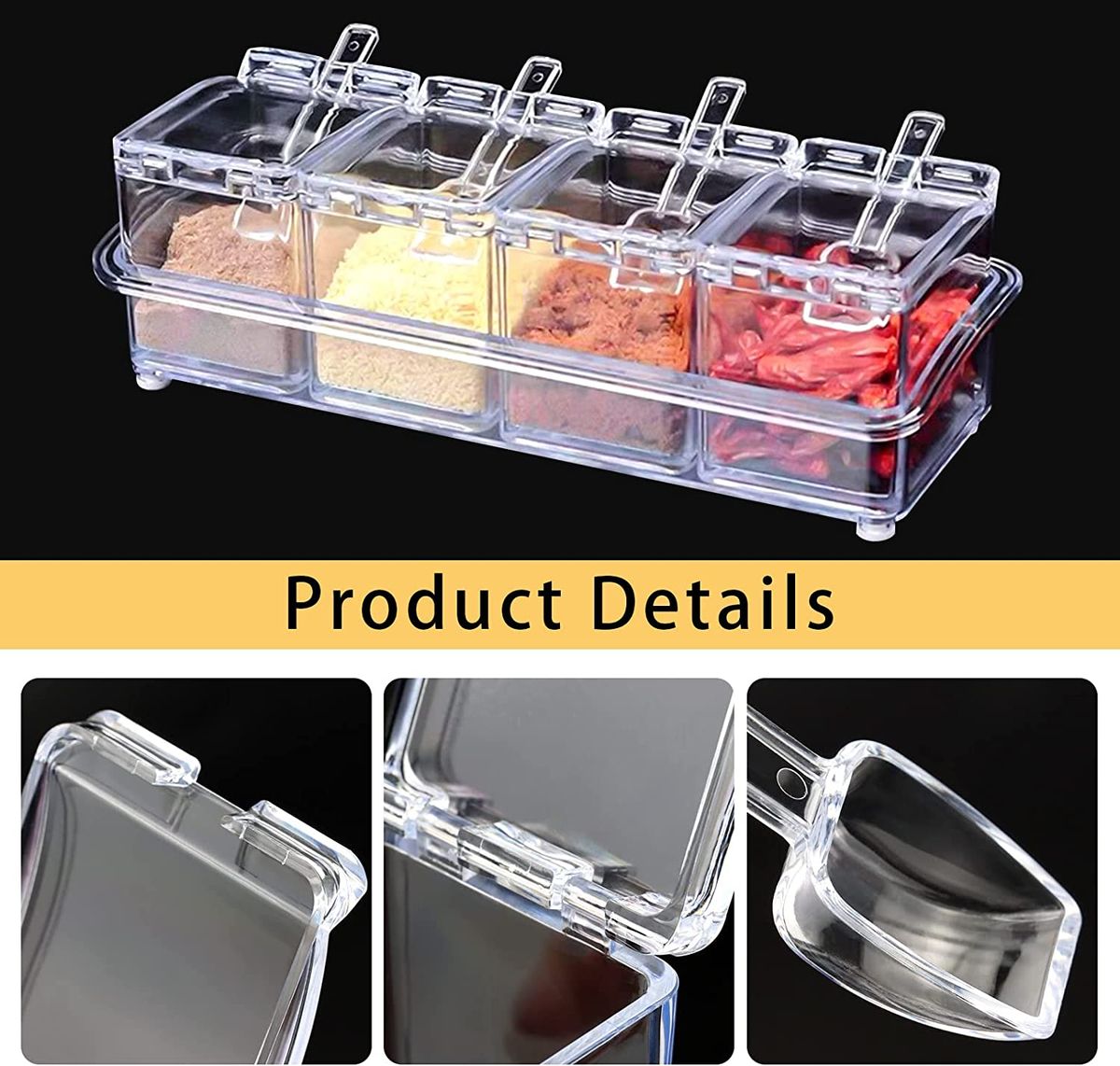 Acrylic Spice Set-4 Pcs 4 Spoons On Boxes
