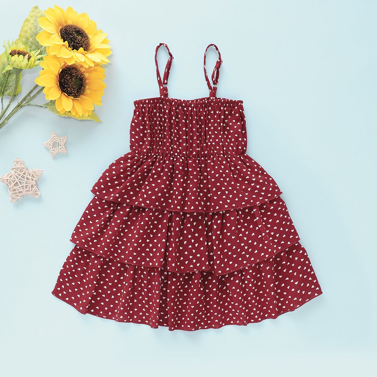 1-6 Years Kid Girl Red Polka Dots Sleeveless Slip Dress