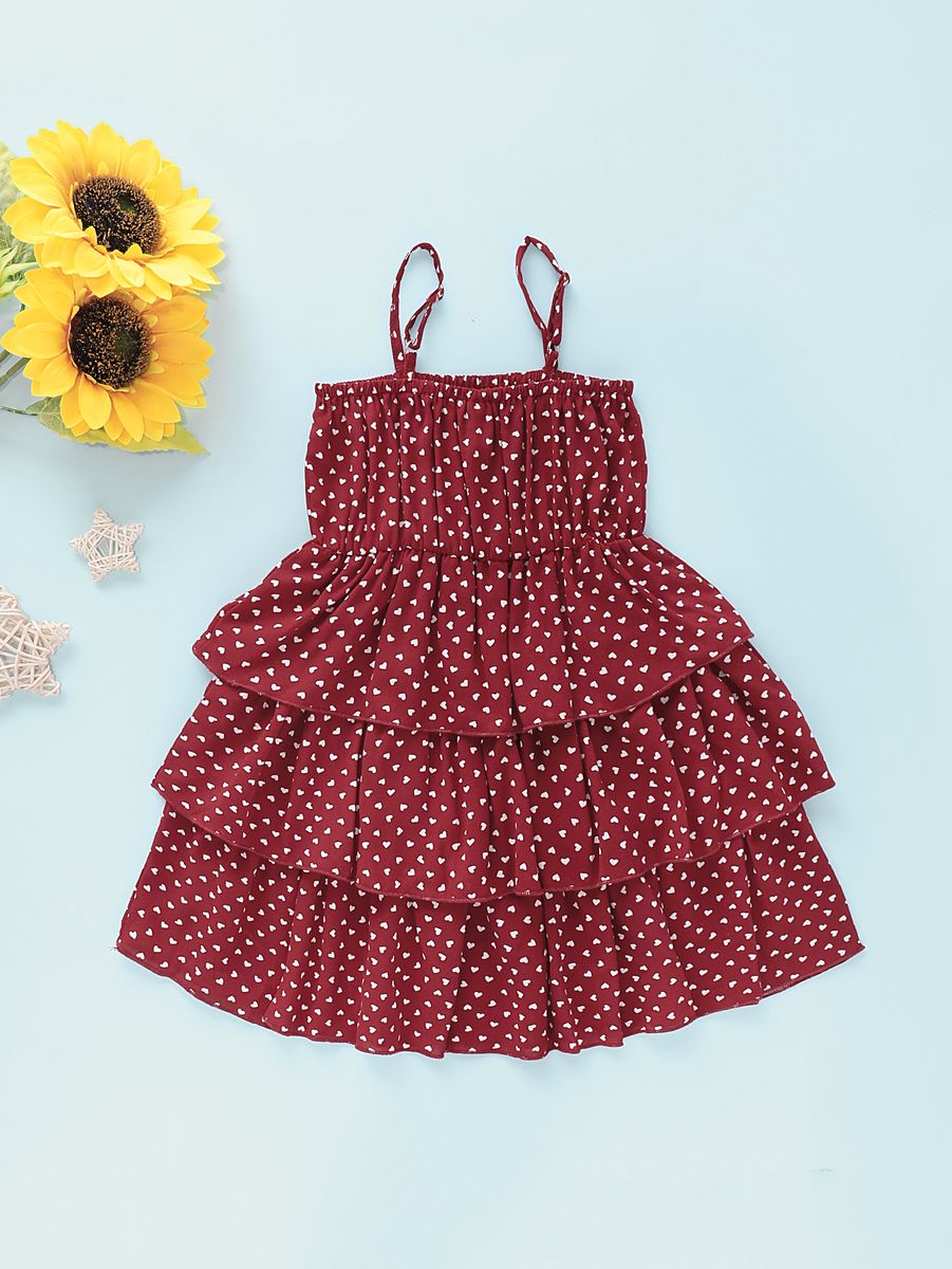 1-6 Years Kid Girl Red Polka Dots Sleeveless Slip Dress