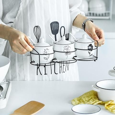 6PCS/Set Ceramic Seasoning Rack Cooking Tools
